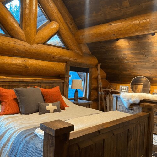Log cabin bedroom