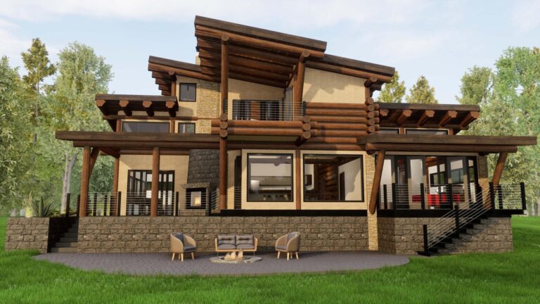 modern contemporary log home design "Monte Vista"