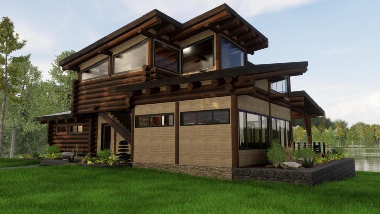 modern contemporary log home design "Monte Vista"