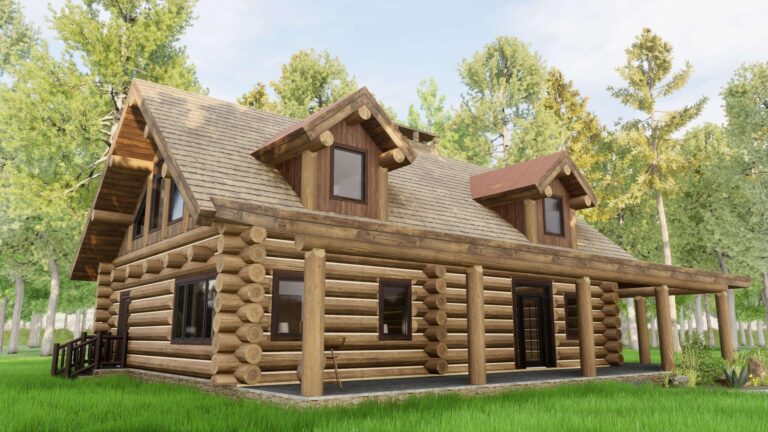 log cabin exterior rendering Salmon River