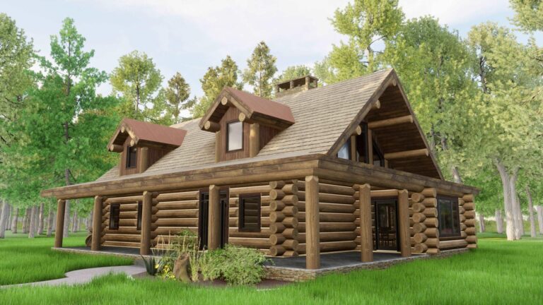 log cabin exterior rendering Salmon River