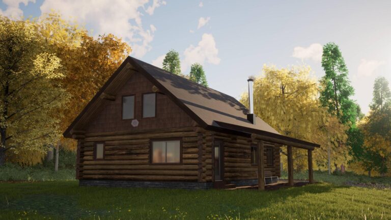 log cabin exterior rendering Sportsman Plus