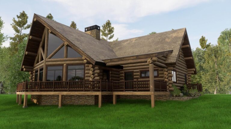 log home exterior rendering timberhawk