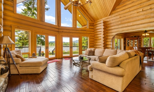Sunny days! This log home has views for miles.