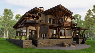 modern contemporary log home design "Monte Vista"